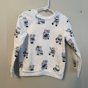 Sal & Pimenta Blue Santa Print Long Sleeve Crewneck